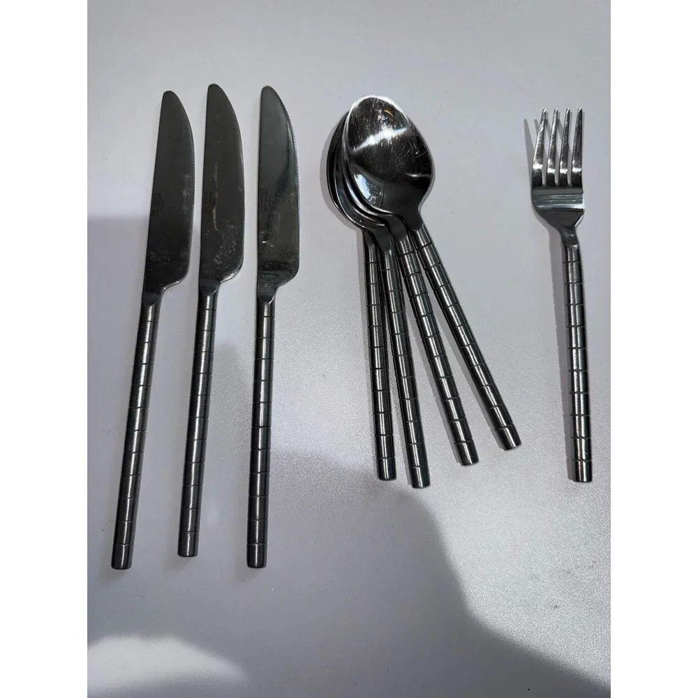 Pier 1 Imports Flatware 18/8 Stainless‎ Bamboo 9 Lot